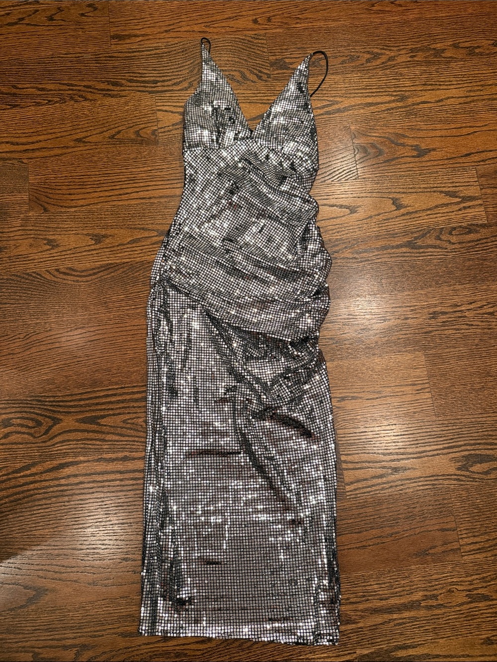 Zara Sequin Slip Dress with Draped Detail